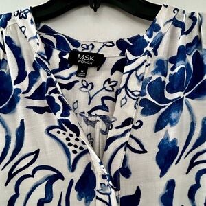 Blue Floral V-Neck Dress